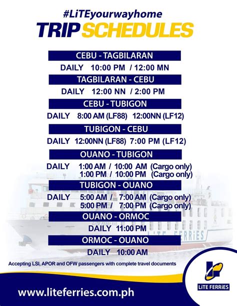 lite ferry schedule